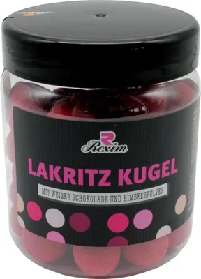 Produktbild von Rexim Lakritz Kugel mit weißer Schokolade und Himbeerpulver 300g