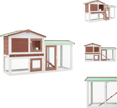 Image de vidaXL Grand clapier à lapins brun et blanc 145x45x84 cm Bois - Habitats & Enclos pour petits animaux