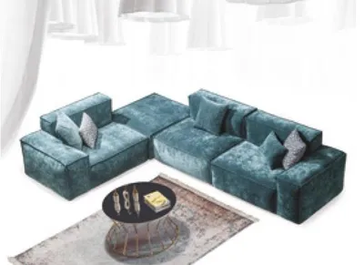 Produktbild von Ecksofa L - Form Blaue Wohnlandschaft Design Couchen Möbel Sofa Couch Stoff Neu