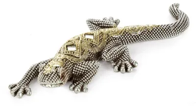 Zdjęcie produktu dla Figurka dekoracyjna jaszczurka GATOS 20x8x3 cm srebrna