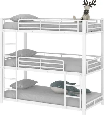 Produktbild von 90x200cm Bettgestell, Dreifach für Kinder, Jugendliche, Weiß