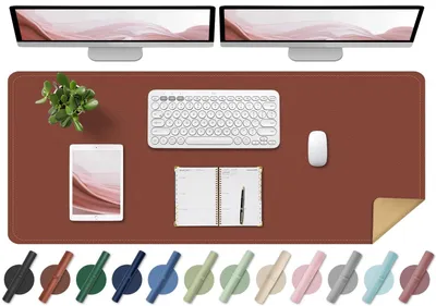Zdjęcie produktu dla Duża mata na biurko – dwustronna mata na biurko z korka i skóry, 120x60 cm