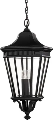 Produktbild von Außenlampe E14 IP23 Schwarz Hof Garten Glas Aluminium Rustikal Hängelampe außen