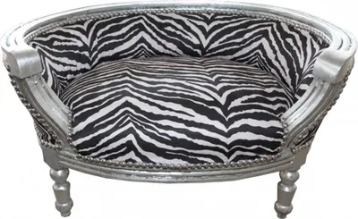 Produktbild von Barock Hunde & Katzen Sofa Zebra /Silber Hundebett & Katzenbett