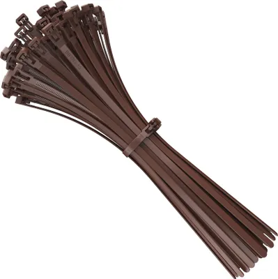 Produktbild von Kabelbinder Wiederverschließbar, 350mm x 7,6mm braun Nylon UV-Beständig, Hochleistungs 350 mm Wiederverwendbare Binders, Wiederlösbare Kabelbinder, 100 Stück