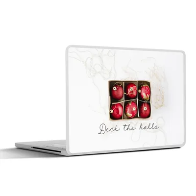 Produktbild von MuchoWow® Laptop Aufkleber Sticker Cover Weihnachtskugeln - Rot - Gold 32.5x23.5 cm - Sticker für Laptop - Selbstklebend