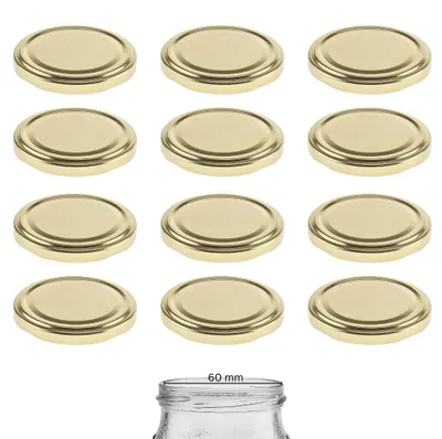 12 goldene Twist-off-Deckel TO 70, 73 mm, für Einmachgläser