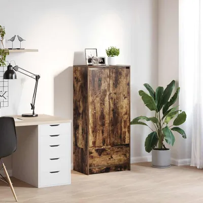 Produktbild von Möbel Schrank mit Schublade Räuchereiche 55,5x34x119,5 cm - Kommoden &57354