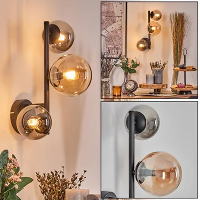 Produktbild von Isorella Wandlampe aus Metall/Glas in Schwarz/Rauch-/Bernsteinfarben