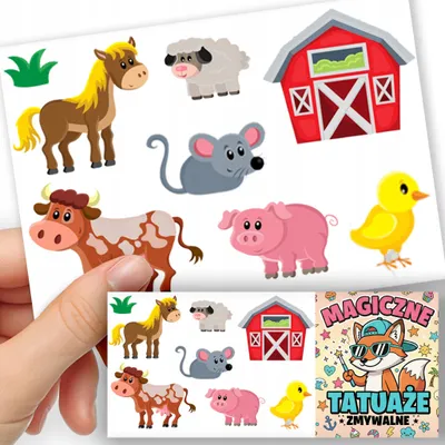 Produktbild von ABWASCHBARE KINDERTATTOOS TEMPORAER - FARMA Feld Bauernhof ROLNE - 8 St.
