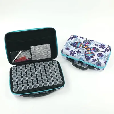 Produktbild von Diamant-Stickwerkzeug-Set - Behälter - Schmetterlingskoffer - 67-teilig