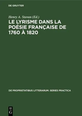 Produktbild von Le lyrisme dans la poésie française de 1760 à 1820