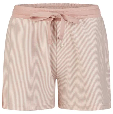 Produktbild von By Louise Bequeme Damen Schlaf- und Freizeit-Shorts aus 100% Baumwolle mit Tunnelbund, Farbe:Rose Streifen, Grösse:M
