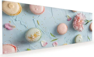 Produktbild von Küchenrückwand Spritzschutz Glas mit Motiv Französische Macarons 40 x 40 cm