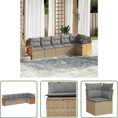 Produktbild von The Living Store 6-tlg. Garten-Sofagarnitur mit Kissen Beige Poly Rattan