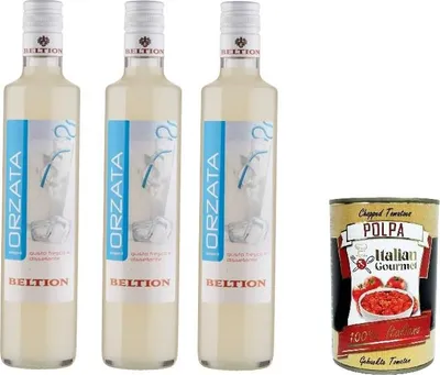 Produktbild von Beltion Orgeat Sirup 3x 500ml + Italian Gourmet Polpa di Pomodoro 400g