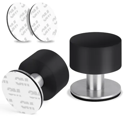 Productafbeelding van Deurstopper deurstoppers - Zelfklevend - 304 roestvrij staal - Zwart rubber