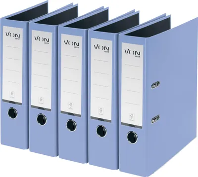 Image de Lot de 5 classeurs A4 de la marque VON Leitz, en carton avec couverture en plastique, dos de 80 mm