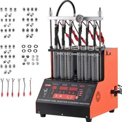 Immagine prodotto di Tester e pulitore per iniettori e ugelli di iniezione - Apparecchio a ultrasuoni a 6 cilindri - 9 modalità di test - 28 kHz - 12/70/120 V regolabile - Per EFI/FSI/GDI - Valvola di scarico
