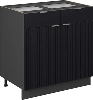 Produktbild von Küchenunterschrank Vicco Fame-Line Schwarz gestreift 80 cm ohne Arbeitsplatte, Model 50670