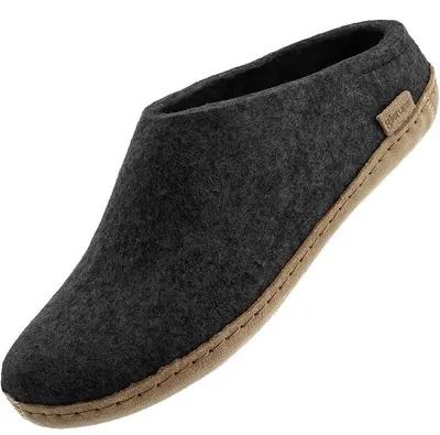Produktbild von Glerups Pantoffel Modell B mit Ledersohle – Dein natürlicher Hüttenschuh aus Gotland-Woll: charcoal / 46 Farbe: charcoal Größe: 46