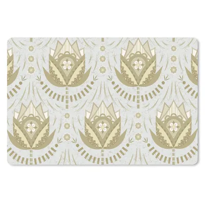 Produktbild von MuchoWow® Schreibtischunterlage Blumen - Gold - Muster 60x40 cm - XXL Mauspad - Großes Mauspad