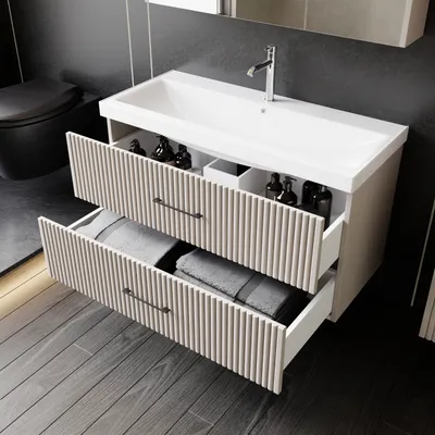 Produktbild von Badmöbel Set Liana | Waschtisch mit Unterschrank 100 Badspiegel Badezimmermöbel
