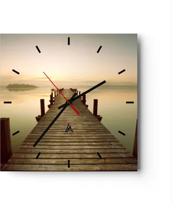 Produktbild von Wanduhr - Quadrat - Glasuhr - Brücke See - 40x40cm - Schleichendes Uhrwerk - Lautlos - zum Aufhängen bereit - Dekoration Modern - Wanddekoration aus Glas - C3AC40x40-3625