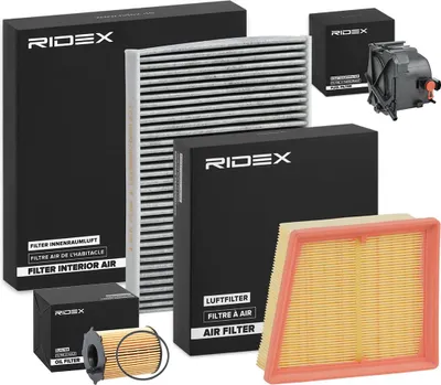 Produktbild von RIDEX Filterset Inspektionspaket Filtersatz für FORD Fiesta Mk6 Schrägheck (JA8, JR8) Fiesta Mk6 Kastenwagen Fiesta Mk5 Kastenwagen für SMART