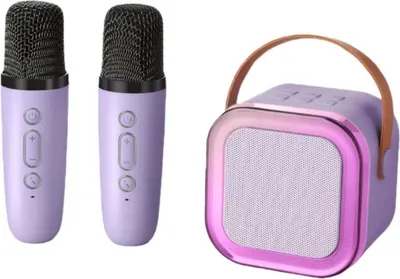 Obrázok produktu pre INF Prenosný Bluetooth Karaoke reproduktor s dvoma mikrofónmi a reproduktorom Fialová
