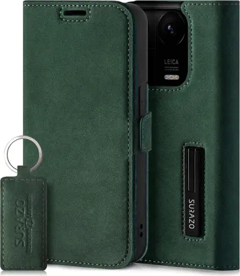 SURAZO Premium Handyhülle Für Xiaomi 13 Pro 5G Hülle Leder - Klappbare Echtleder Schutzhülle [Magnet, Kartenfach, RFID Schutz Standfunktion] Klapphülle Wallet Case Cover Lederhülle (Schwarz