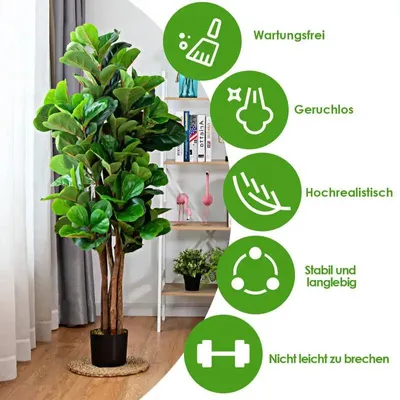 Productafbeelding van Kunstplant met bladeren van een violenboom, 1,5 meter hoog