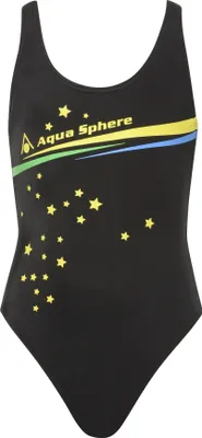Productafbeelding van Aqua Sphere meisjes badpak Cabana AS272 (4 jaar (104 cm)) (zwart/geel)