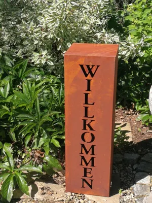 Produktbild von Edelrost Dekosäule Willkommen 2 Größen Säule Willkommen - 60 cm