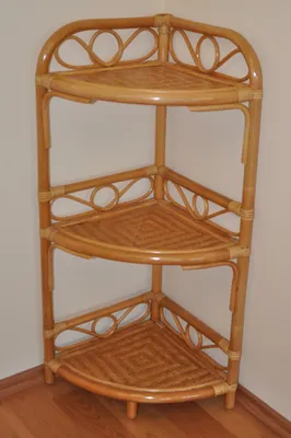 Produktbild von Rattanregal, Rattan Eckregal mit 3 Böden, Gr. 36 x 36 cm H 90 cm, Fb. Honig
