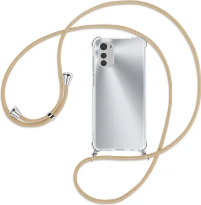 Produktbild von Handykette Backcover-Schutzhülle mit Band (Metall silberfarben) für Motorola Moto E32, Moto E32s - caramel