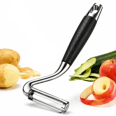 Produktbild von Gemüseschäler Edelstahl, Kartoffelschäler ergonomisch rutschfest, Sparschäler spülmaschinengeeignet für Obst & Gemüse Küche