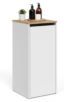 Obrázek produktu pro Skříňka do koupelny Vicco Viktor Bílá/Artisan 40.2 x 88.2 cm s košem na prádlo, Model 57508