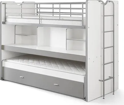 Produktbild von Hochbett Kalinda 222x102x161 Holzwerkstoff+Metall Weiß/Grau
