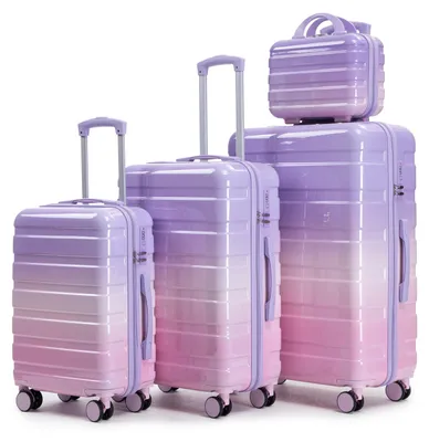 Produktbild von 4-teiliges Kofferset PC Spinner šC 14/20/24/28 Zoll Reisegep?ck mit 360¡ã Rollen, Kofferschloss & Kosmetiktasche (Lila)