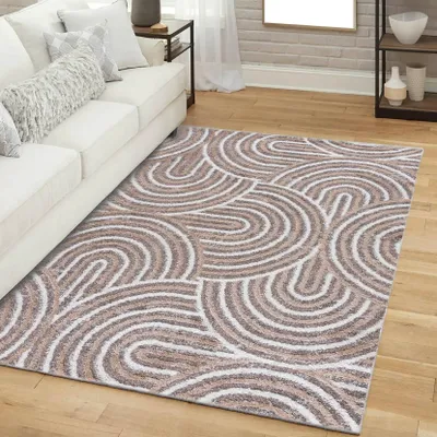 Produktbild von Mazovia Teppich - Modern Geometrische Bögen - Wohnzimmer, Schlafzimmer, Esszimmer, Büro - Mittelhaarig - Rechteckig - Weich Stilvoller - 160x230 cm