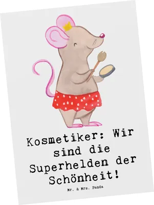 Produktbild von Mr. & Mrs. Panda Postkarte Kosmetiker Helden - Weiß - Geschenk, Wohlbefinden, Postkarten, Ansichtskarten, Beruf, Berufspassion, bildkarte, Grußkarte, Kosmetikbranche