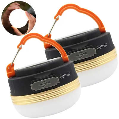 Produktbild von 2er-Set Camping-LED-Laternen, USB & Solar aufladbar, 5 W, 4200 mAh Akku,10–30 Std. Laufzeit, tragbar, mit Powerbank-Funktion für Outdoor & Notfälle