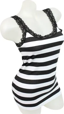 Produktbild von Glamexx24 Damen Ripptop mit Spitze, T-Shirt für Damen. Unterhemd mit Spitze Damen Traegertop für jeden Tag-Farbe: Schwarz -Größe: S-M