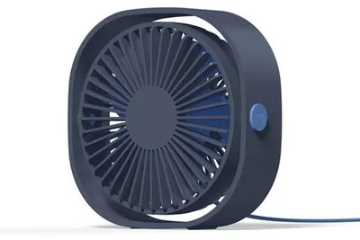 Produktbild von Kompaktblauer USB-Lüfter, tragbar, 3 Geschwindigkeiten, für Camping, Büro, Sport & Reisen, USB-Ladung