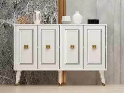 Produktbild von Skye Decor, Hartın - White, Gold, Konsole, Weiß, 100 % MELAMINBESCHICHTETE SPANPLATTEN, 120 x 30 x 80 cm