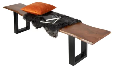 Produktbild von Sitzbank Baumkante 180 cm nussbaum massiv Akazie schwarz