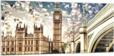 Produktbild von Bilder auf glas - London architektur big ben - 120x50cm - Glasbilder - Wandbilder - Kunstdruck - zum Aufhängen bereit - Wanddekoration aus Glas - Glas Bilder - Wandbild auf Glas - GAB120x50-2415
