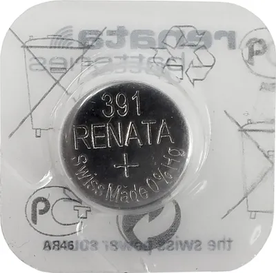 A Renata 391 button cell battery in its original packaging.
