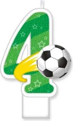 Produktbild von Geburtstagskerze „4“ mit Ball, 8 cm – GoParty